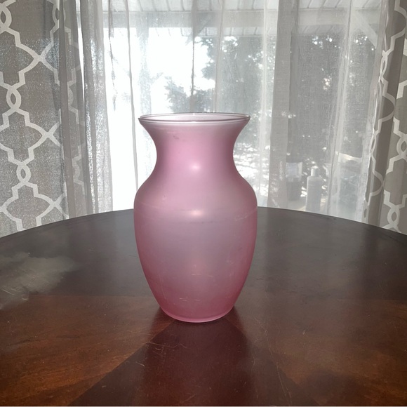 Other - Pink Matte Glass Decorative Vase Solid Pattern Home Decor Accent